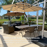 PURPLE LEAF Round Solar Lighted Cantilever Umbrella Outside Patio Umbrella with Lights