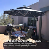 PURPLE LEAF Round Solar Lighted Cantilever Umbrella Outside Patio Umbrella with Lights