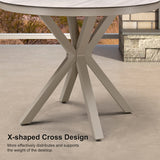 PURPLE LEAF Round & Rectangle Outdoor Dining Table HPL Aluminum Tabletop Modern Dining Table for Deck Kitchen