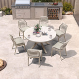 PURPLE LEAF Round & Rectangle Outdoor Dining Table HPL Aluminum Tabletop Modern Dining Table for Deck Kitchen