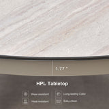PURPLE LEAF Round & Rectangle Outdoor Dining Table HPL Aluminum Tabletop Modern Dining Table for Deck Kitchen