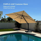 PURPLE LEAF Outdoor Sun Heavy Duty Large Cantilever Umbrella with Base