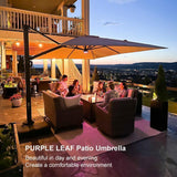 PURPLE LEAF Outdoor Sun Heavy Duty Large Cantilever Umbrella with Base