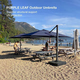 PURPLE LEAF Outdoor Sun Heavy Duty Large Cantilever Umbrella with Base