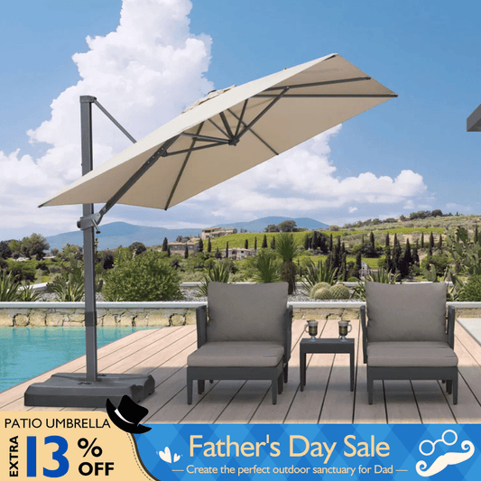 PURPLE LEAF Stepless Tilt Cantilever Umbrella Affordable Outdoor Patio Umbrella