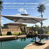 PURPLE LEAF UV50+ Fade Resistant Cantilever Umbrella, Patio Umbrellas with Base