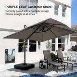 PURPLE LEAF UV50+ Fade Resistant Cantilever Umbrella, Patio Umbrellas with Base