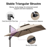 PURPLE LEAF UV50+ Fade Resistant Cantilever Umbrella, Patio Umbrellas with Base