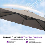 PURPLE LEAF UV Resistant Patio Umbrella with Base, Left-Right Tilt & 360° Swivel