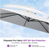 PURPLE LEAF UV Resistant Patio Umbrella with Base, Left-Right Tilt & 360° Swivel