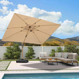 PURPLE LEAF Wood Grain Cantilever Patio Umbrella Aluminum Outdoor Umbrellas