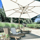 PURPLE LEAF Wood Grain Patio Umbrella with Base, Large Cantilever Umbrella for Garden