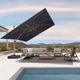 PURPLE LEAF Wood Grain Cantilever Patio Umbrella Aluminum Outdoor Umbrellas