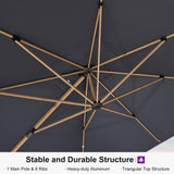 PURPLE LEAF Wood Grain Cantilever Patio Umbrella Aluminum Outdoor Umbrellas