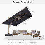 PURPLE LEAF Wood Grain Cantilever Patio Umbrella Aluminum Outdoor Umbrellas