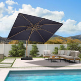 PURPLE LEAF Wood Grain Cantilever Patio Umbrella Aluminum Outdoor Umbrellas