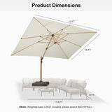 PURPLE LEAF Wood Grain Patio Umbrella with Base, Large Cantilever Umbrella for Garden
