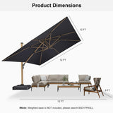 PURPLE LEAF Wood Grain Patio Umbrella with Base, Large Cantilever Umbrella for Garden