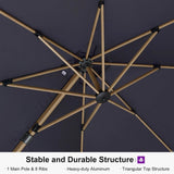 PURPLE LEAF Wood Grain Patio Umbrella with Base, Large Cantilever Umbrella for Garden