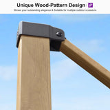 PURPLE LEAF Wood Grain Patio Umbrella with Base, Large Cantilever Umbrella for Garden