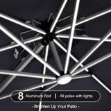 PURPLE LEAF Round Solar Lighted Cantilever Umbrella Outside Patio Umbrella with Lights