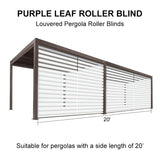 PURPLELEAF Outdoor Louvered Pergola Roller Blinds with Thermal Insulated, UV Protection Waterproof Fabric, Privacy Protection for Pergola, Easy to Install