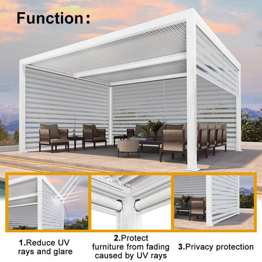 PURPLELEAF Outdoor Louvered Pergola Roller Blinds with Thermal Insulated, UV Protection Waterproof Fabric, Privacy Protection for White Pergola, Easy to Install