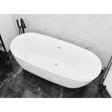 Ami Series 59 in. x 30 in. Flat Bottom Acrylic Freestanding 79 Gallon Soaking Bathtub with Center Drain in Glossy White