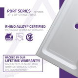ANZZI Port Series 48" x 36" Corner Shower Pan, Durable Marine Grade Acrylic, cUPC Certified, 1.2 in. Integrated Flange, High-Gloss White