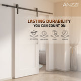 Cenote Series 36 in. x 84 in. Unfinished Ready-to-Stain MDF Interior Sliding Barn Door with Hardware Kit in Matte Black
