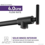 ANZZI Braccia Articulated Pot Filler, Dual Shut-Off Valves, 4 GPM High Flow, 24" Max Reach, Solid Brass Construction, Multiple Finishes