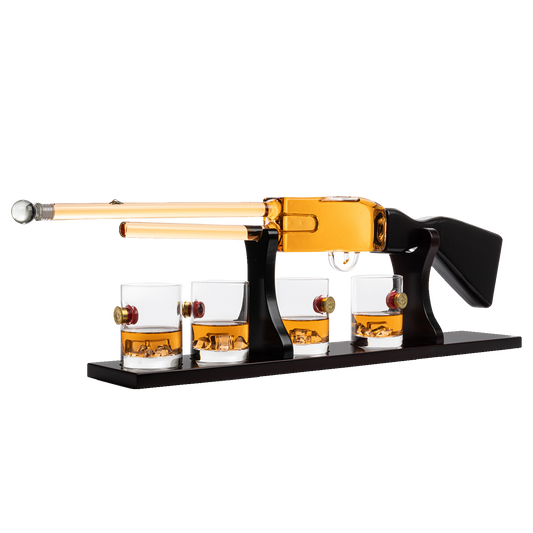 Shotgun Rifle Wine & Whiskey Decanter Set 20oz with Bullet Glasses