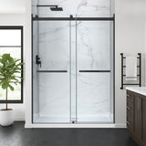 Kahn Series 48 in. x 32 in. Alcove Shower Base and Frameless Sliding Shower Door Combo with Tsunami Guard