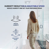 ANZZI 100 CFM Bathroom Exhaust Fan (1.5 Sones), Built-in Humidity Sensor, Dimmable Speed Control, Integrated LED Light, ETL/HVI Certified