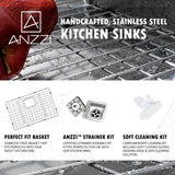 ANZZI 32 in. Undermount Kitchen Sink, Handcrafted Stainless Steel (16/18 Gauge), Single or Double Bowl, Various Series