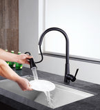 ANZZI Tulip Series 17.72 in.H Single-Handle Pull-Out Sprayer Kitchen Faucet with Brass Material in Oil Rubbed Bronze Finish