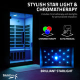 3-Person Infrared Heater Indoor Sauna With Red Light Therapy, Chromotherapy Lights, WiFi Control, Black Canadian Hemlock