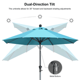 PURPLE LEAF Round Tilting Patio Umbrella with Base, Milan Porch Table Umbrella