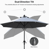PURPLE LEAF Round Tiltable Patio Umbrella Poolside Porch Table Umbrella