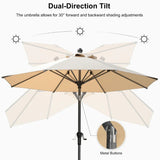 PURPLE LEAF Crank and Tilt Rectangular Outdoor Patio Market Umbrella with Base