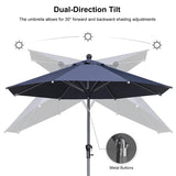 PURPLE LEAF Crank and Tilt Rectangular Outdoor Patio Market Umbrella with Base