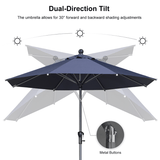 PURPLE LEAF Round Tilting Patio Umbrella with Base, Milan Porch Table Umbrella