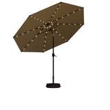 PURPLE LEAF Black Frame Tilting Market Umbrella with Lights Table Umbrella with Base Outside Patio