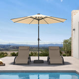 PURPLE LEAF Black Frame Tilting Market Umbrella with Lights Table Umbrella with Base Outside Patio