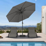 PURPLE LEAF Black Frame Tilting Market Umbrella with Lights Table Umbrella with Base Outside Patio