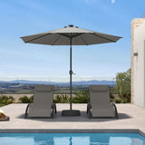 PURPLE LEAF Black Frame Tilting Market Umbrella with Lights Table Umbrella with Base Outside Patio