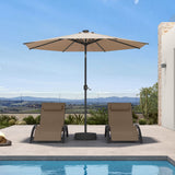 PURPLE LEAF Black Frame Tilting Market Umbrella with Lights Table Umbrella with Base Outside Patio
