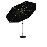 PURPLE LEAF Black Frame Tilting Market Umbrella with Lights Table Umbrella with Base Outside Patio