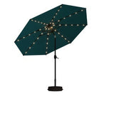 PURPLE LEAF Black Frame Tilting Market Umbrella with Lights Table Umbrella with Base Outside Patio