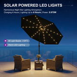 PURPLE LEAF Black Frame Tilting Market Umbrella with Lights Table Umbrella with Base Outside Patio